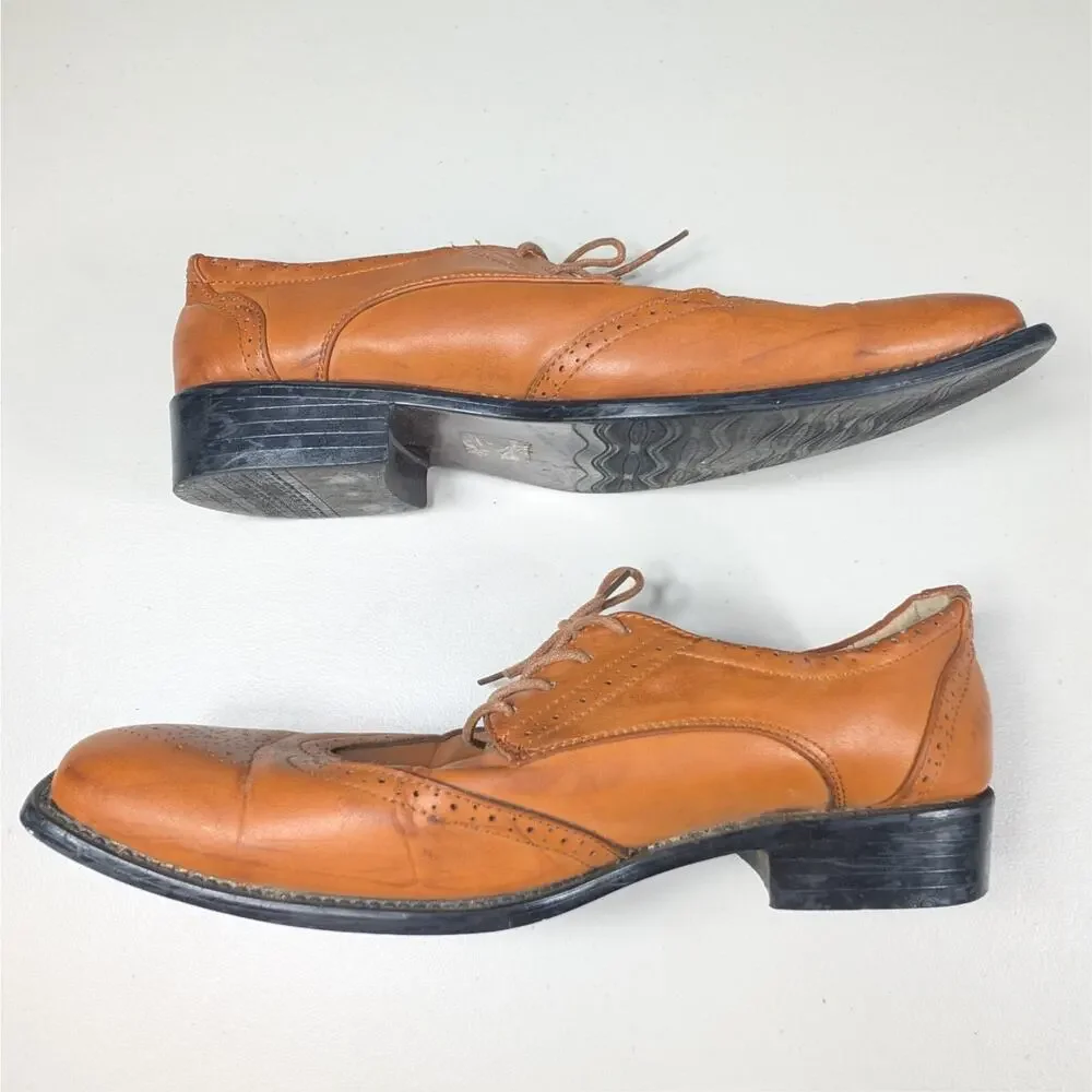 Tim Evans England Mens Size 11 Tan Brown Leather Wingtip Dress Shoes Oxford